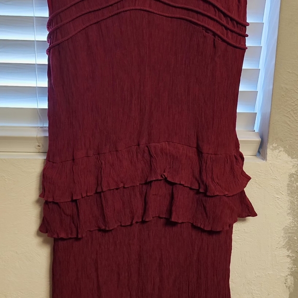 Taylor Burgundy V-Neck Textured Dress - Picture 6 of 15